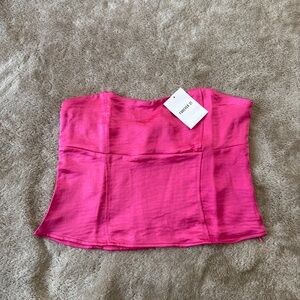 NWT Forever 21 Pink Bustier satin Crop Top Size M
